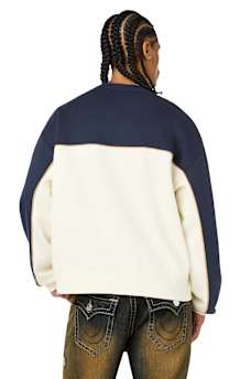 FABRIC BLOCK BOXY CREWNECK SWEATSHIRT