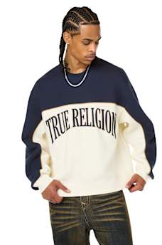 FABRIC BLOCK BOXY CREWNECK SWEATSHIRT