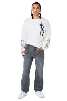 BOBBY ALLOVER EMBROIDERED FLAP BAGGY JEAN