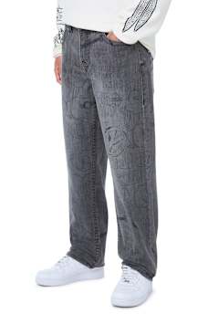 BOBBY ALLOVER EMBROIDERED FLAP BAGGY JEAN