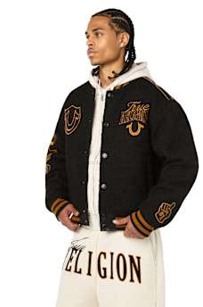 RETRO BOUCL&Eacute; VARSITY JACKET
