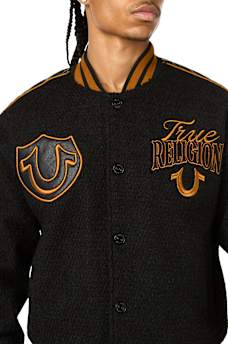 RETRO BOUCL&Eacute; VARSITY JACKET