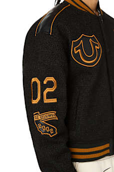 RETRO BOUCL&Eacute; VARSITY JACKET