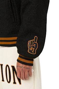 RETRO BOUCL&Eacute; VARSITY JACKET