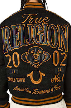 RETRO BOUCL&Eacute; VARSITY JACKET