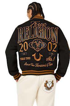 RETRO BOUCL&Eacute; VARSITY JACKET