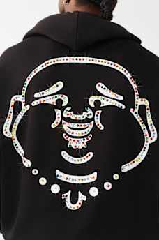 ARCHED LOGO STUDDED BOXY HOODIE, image 2