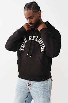 ARCHED LOGO STUDDED BOXY HOODIE, image 4