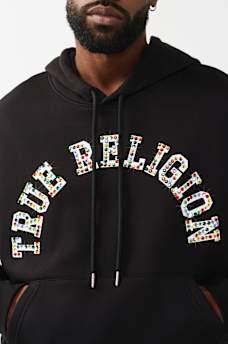 ARCHED LOGO STUDDED BOXY HOODIE, image 1