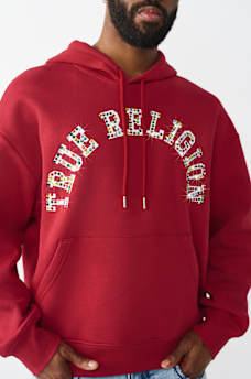 ARCHED LOGO STUDDED BOXY HOODIE, image 2