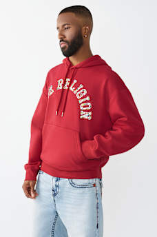 ARCHED LOGO STUDDED BOXY HOODIE, image 4
