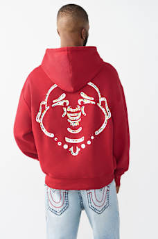 ARCHED LOGO STUDDED BOXY HOODIE, image 5
