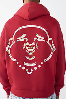 ARCHED LOGO STUDDED BOXY HOODIE, image 1