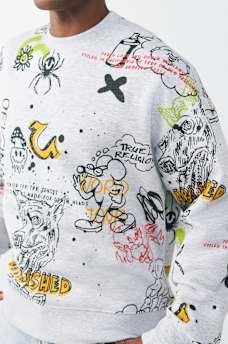 GRAFFITI DOODLE CREWNECK SWEATSHIRT, image 4