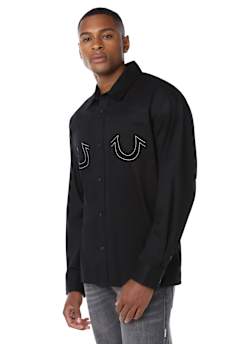 COTTON TWILL BUDDHA FACE LONG SLEEVE SHIRT
