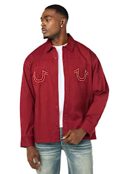 COTTON TWILL BUDDHA FACE LONG SLEEVE SHIRT