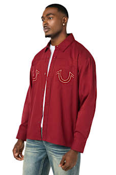 COTTON TWILL BUDDHA FACE LONG SLEEVE SHIRT