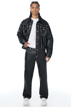 RICKY FAUX LEATHER STRAIGHT JEAN 34"