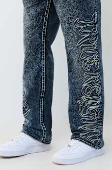 RICKY BIG T EMBROIDERED FLAP STRAIGHT JEAN 34"