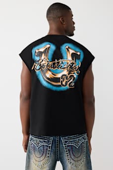CAMISETA SIN MANGAS CORTADA PESADA AEROGRAFIADA, image 5