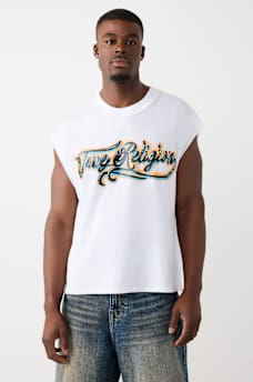 CAMISETA SIN MANGAS CORTADA PESADA AEROGRAFIADA, image 2