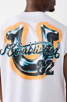 CAMISETA SIN MANGAS CORTADA PESADA AEROGRAFIADA, image 1