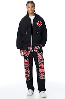 SCRIPT PATCH BOXY ZIP UP HOODIE