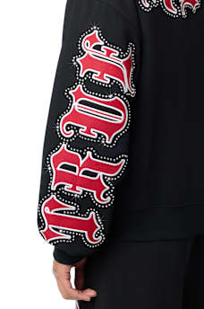 SCRIPT PATCH BOXY ZIP UP HOODIE