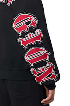 SCRIPT PATCH BOXY ZIP UP HOODIE