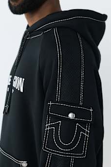 MESH PANEL BIG T CARGO HOODIE, image 5