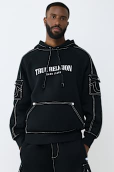 MESH PANEL BIG T CARGO HOODIE, image 1
