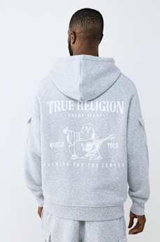 MESH PANEL BIG T CARGO HOODIE, image 2