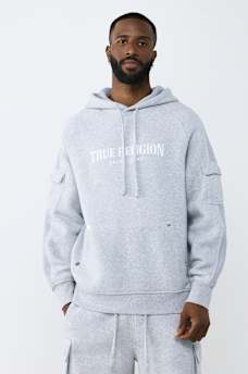 MESH PANEL BIG T CARGO HOODIE, image 1