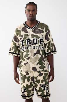 CAMISA EXTRAGRANDE DE TEJIDO ABIERTO CON CAMUFLAJE, image 1
