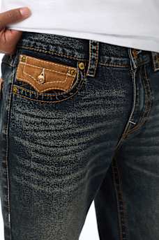 BILLY BIG T ULTRASUEDE FLAP BOOTCUT JEAN 34"