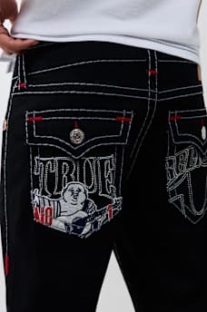 RICKY EMBROIDERED SUPER T FLAP STRAIGHT JEAN 34"