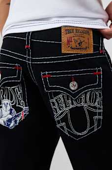 RICKY EMBROIDERED SUPER T FLAP STRAIGHT JEAN 34"