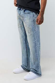 BILLY BIG T CRYSTAL SCRIPT FLAP BOOTCUT JEAN 32"