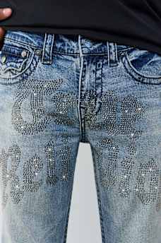 BILLY BIG T CRYSTAL SCRIPT FLAP BOOTCUT JEAN 32"