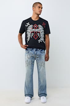 BILLY BIG T CRYSTAL SCRIPT FLAP BOOTCUT JEAN 32"