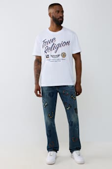 RICKY DOUBLE POCKET EMBROIDERED STRAIGHT JEAN 34"