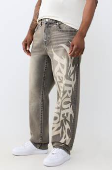 BOBBY TRIBAL LOGO FLAP BAGGY JEAN 32"
