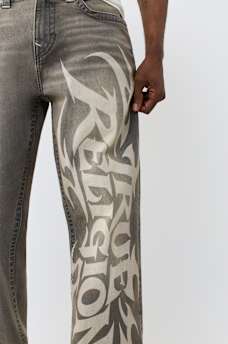 BOBBY TRIBAL LOGO FLAP BAGGY JEAN 32"