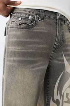 BOBBY TRIBAL LOGO FLAP BAGGY JEAN 32"