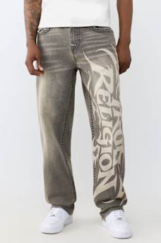 BOBBY TRIBAL LOGO FLAP BAGGY JEAN 32"
