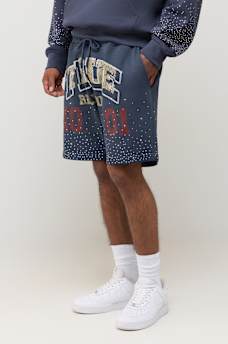 RHINESTONE LOGO FLEECE SHORT