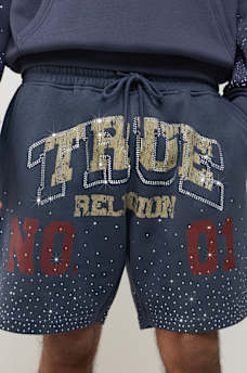 RHINESTONE LOGO FLEECE SHORT