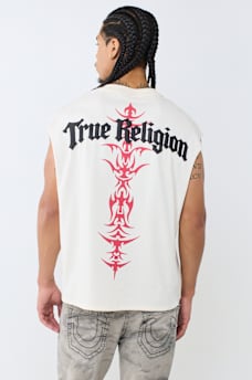 ORNATE LOGO CUT-OFF TANK TOP