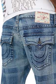 RICKY BIG T INDIGO PLAID FLAP STRAIGHT JEAN