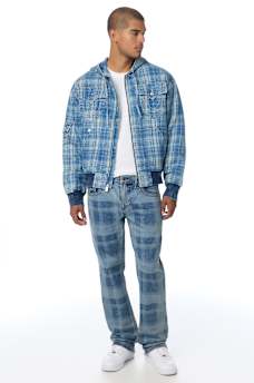 RICKY BIG T INDIGO PLAID FLAP STRAIGHT JEAN